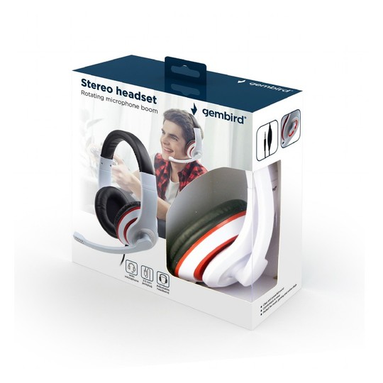 AURICULARES GEMBIRD MICROFONO CONTROL VOL BLANCO NEGRO ALAMBRICO
