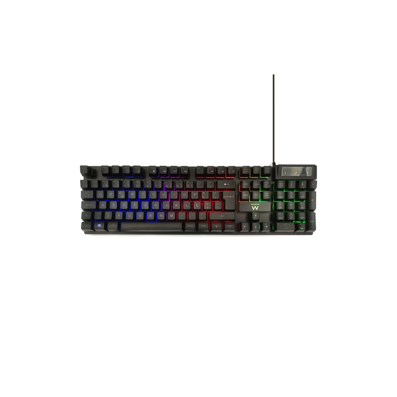 TECLADO PARA JUEGOS EWENT USB, ILUMINADO, DISEÑO PT.