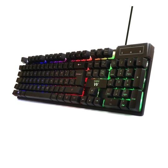TECLADO PARA JUEGOS EWENT USB, ILUMINADO, DISEÑO PT.