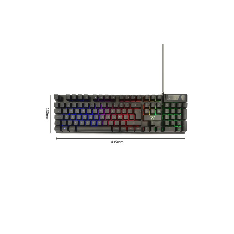 TECLADO PARA JUEGOS EWENT USB, ILUMINADO, DISEÑO PT.