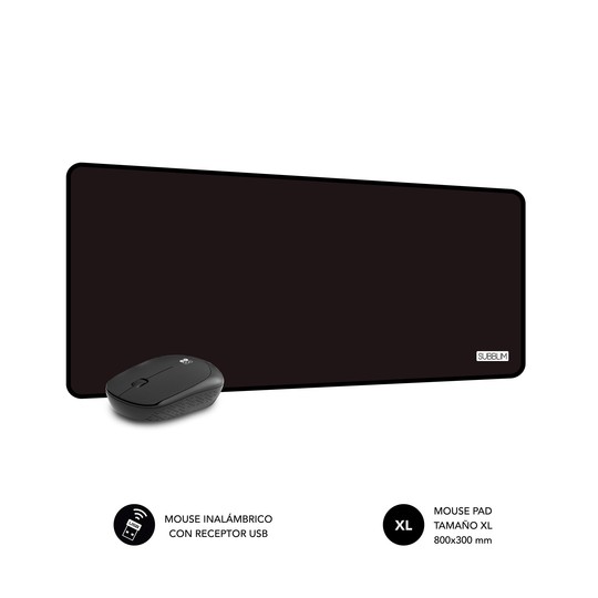 PACK SUBBLIM HARMONY MOUSEPAD XL + WIRELESS MOUSE BLACK