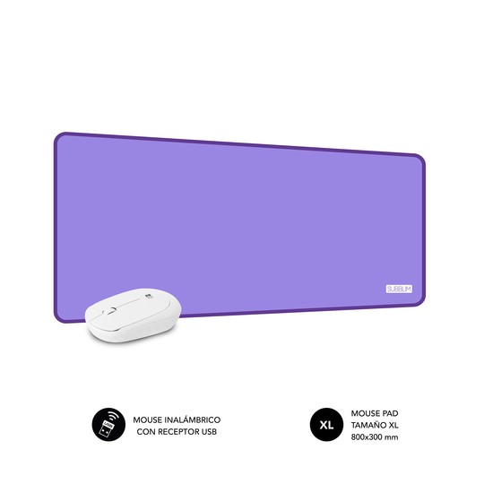 PACK SUBBLIM HARMONY MOUSEPAD XL + WIRELESS MOUSE PURPLE