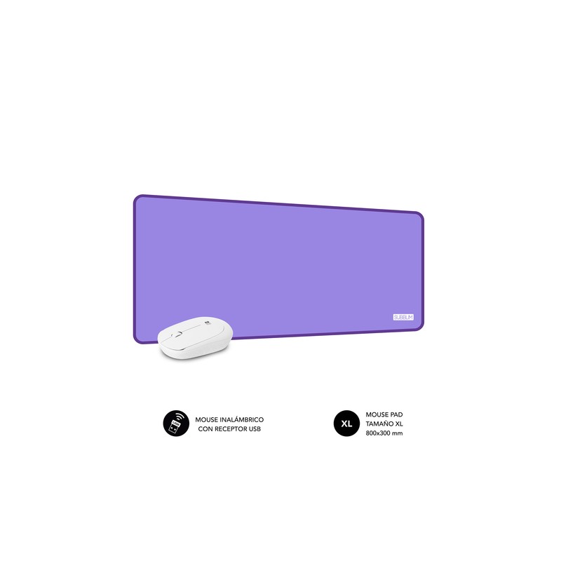PACK SUBBLIM HARMONY MOUSEPAD XL + WIRELESS MOUSE PURPLE