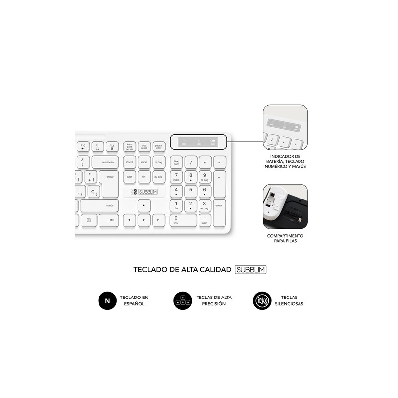 COMBO TECLADO RATON SUBBLIM BUSINESS SLIM SILENCIOSO INALAMBRICO 2.4G B