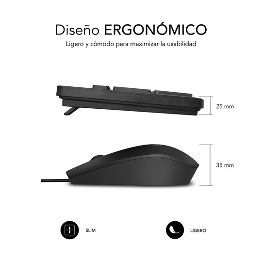 COMBO TECLADO RATON SUBBLIM BUSINESS SLIM SILENCIOSO CON CABLE USB