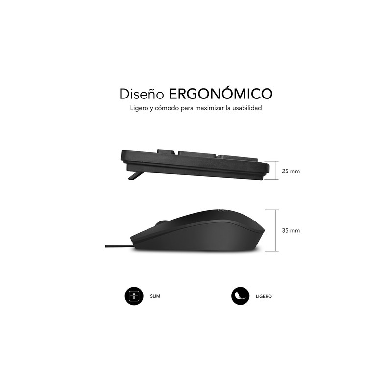 COMBO TECLADO RATON SUBBLIM BUSINESS SLIM SILENCIOSO CON CABLE USB