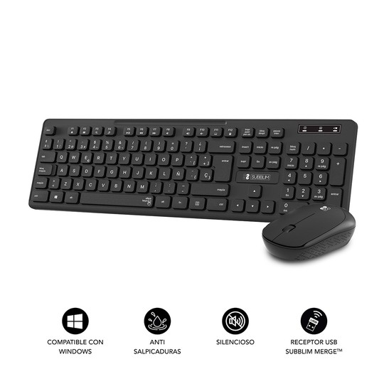 COMBO TECLADO RATON SUBBLIM BUSINESS SLIM SILENCIOSO INALAMBRICO 2.4G