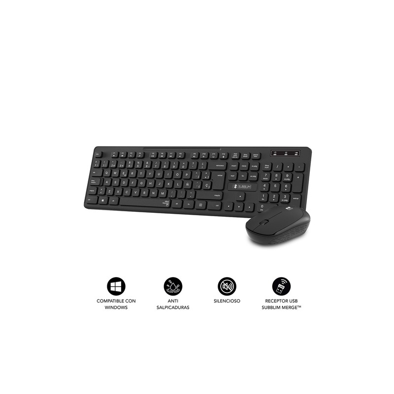 COMBO TECLADO RATON SUBBLIM BUSINESS SLIM SILENCIOSO INALAMBRICO 2.4G