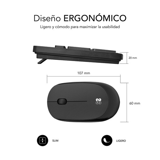 COMBO TECLADO RATON SUBBLIM BUSINESS SLIM SILENCIOSO INALAMBRICO 2.4G