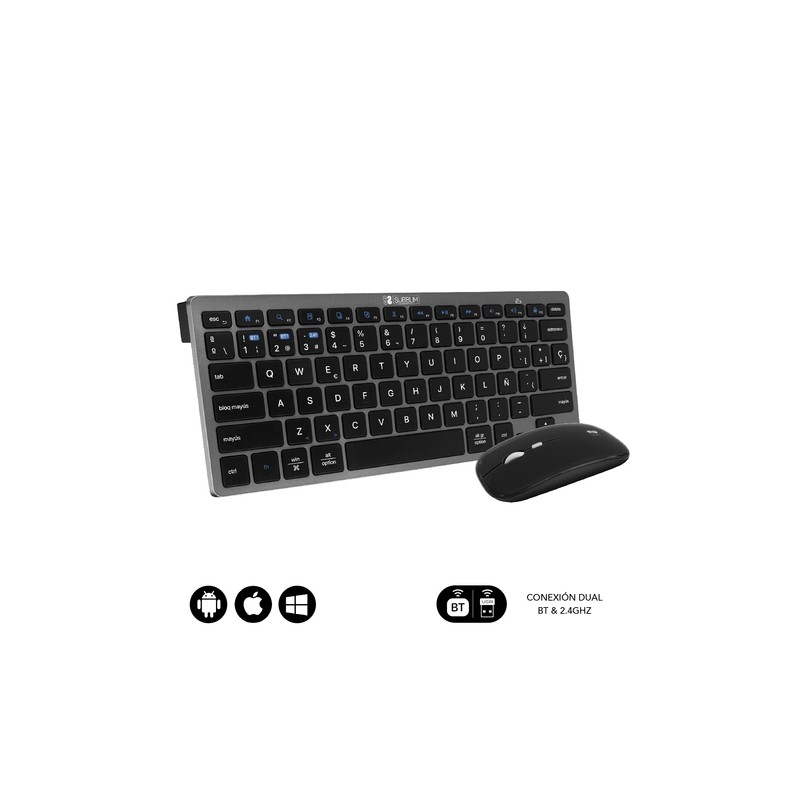 COMBO TECLADO RATON SUBBLIM MULTIDISPOSITIVO COMPACTO GRIS/NEGRO BLUETOOTH