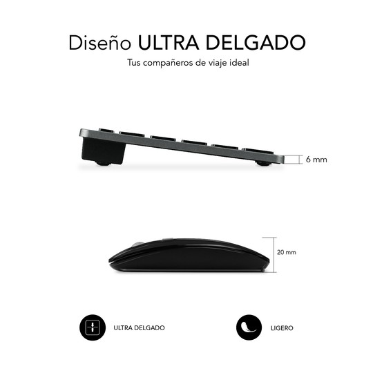 COMBO TECLADO RATON SUBBLIM MULTIDISPOSITIVO COMPACTO GRIS/NEGRO BLUETOOTH