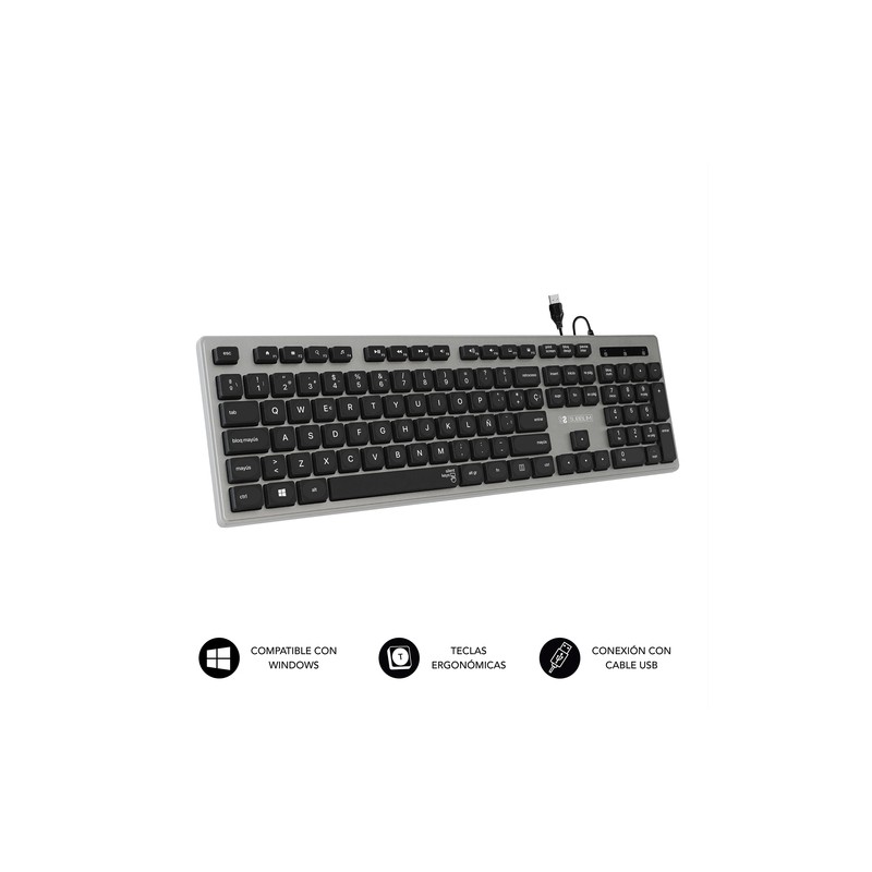 TECLADO USB SUBBLIM WIRED ERGO KEYS SILENT FLAT HQ GREY USB