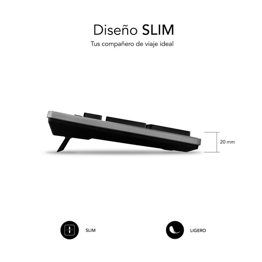 TECLADO USB SUBBLIM WIRED ERGO KEYS SILENT FLAT HQ GREY USB
