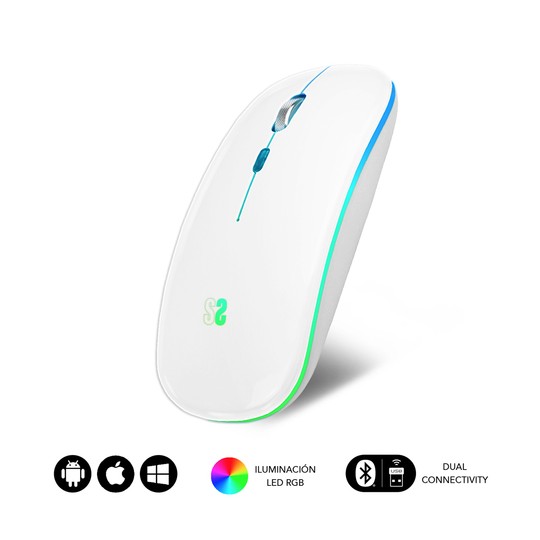 RATON SUBBLIM LED DUAL FLAT MOUSE WHITE