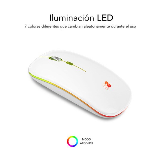RATON SUBBLIM LED DUAL FLAT MOUSE WHITE