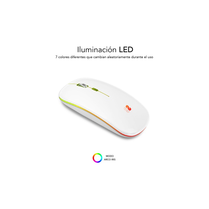 RATON SUBBLIM LED DUAL FLAT MOUSE WHITE