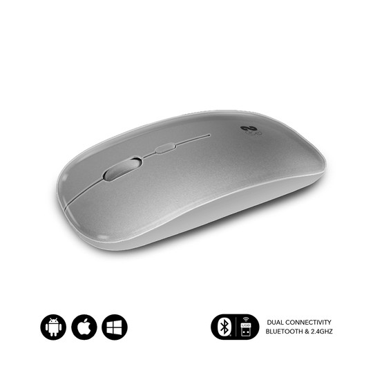 RATON SUBBLIM DUAL FLAT MOUSE SILVER RECHARGEABLE