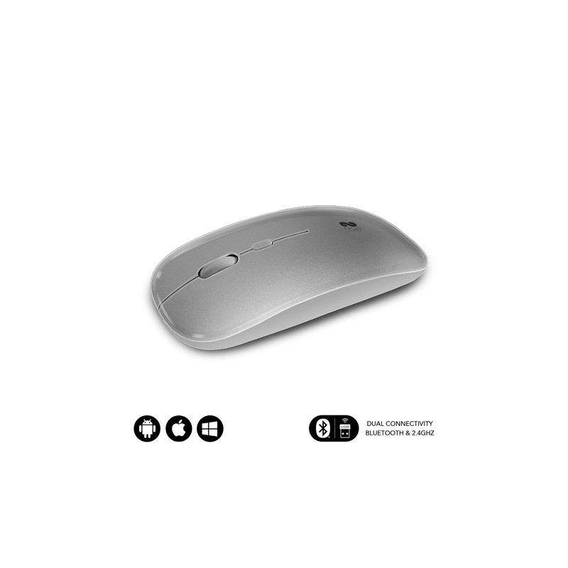 RATON SUBBLIM DUAL FLAT MOUSE SILVER RECHARGEABLE