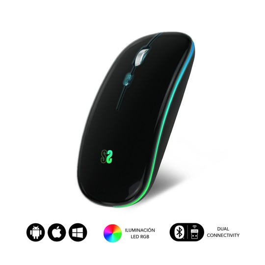 RATON SUBBLIM LED DUAL FLAT MOUSE BLACK