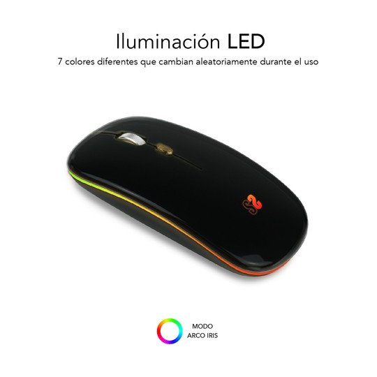 RATON SUBBLIM LED DUAL FLAT MOUSE BLACK