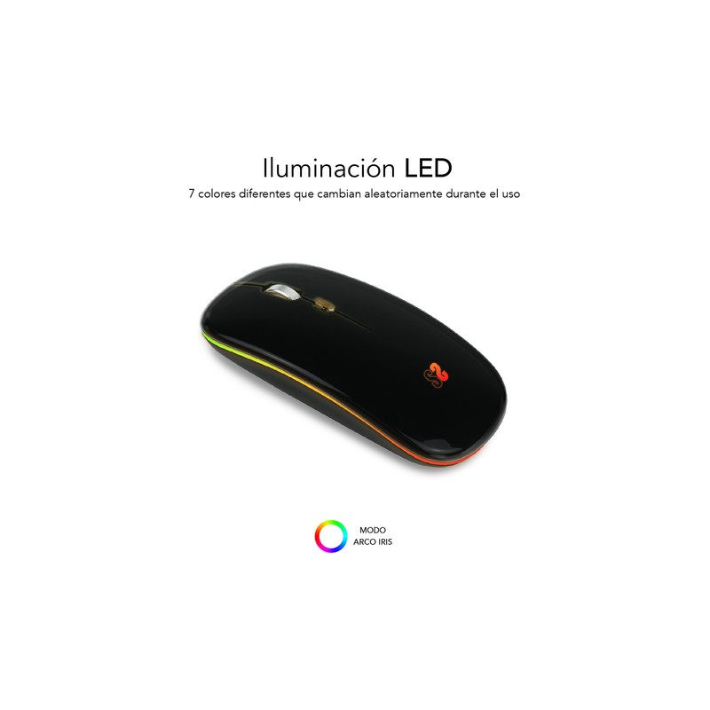 RATON SUBBLIM LED DUAL FLAT MOUSE BLACK