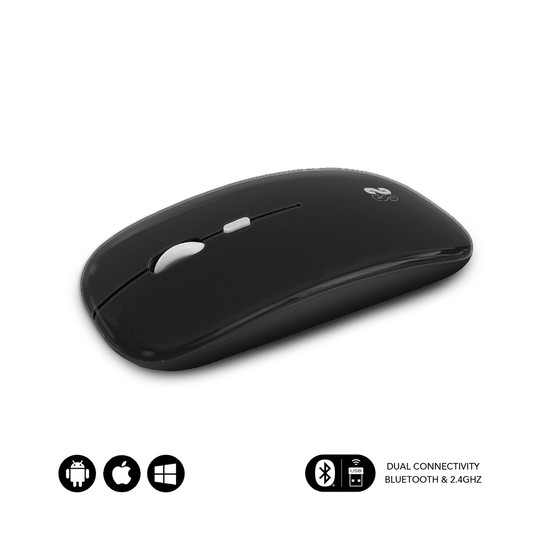 RATON SUBBLIM DUAL FLAT MOUSE BLACK RECHARGEABLE