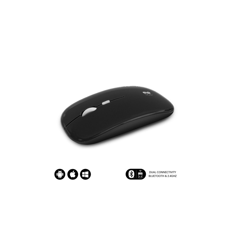 RATON SUBBLIM DUAL FLAT MOUSE BLACK RECHARGEABLE