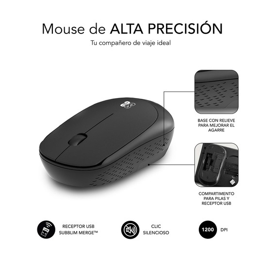 RATON SUBBLIM BUSINESS PLUS SILENCIOSO INALA?MBRICO 2.4G 1200 DPI