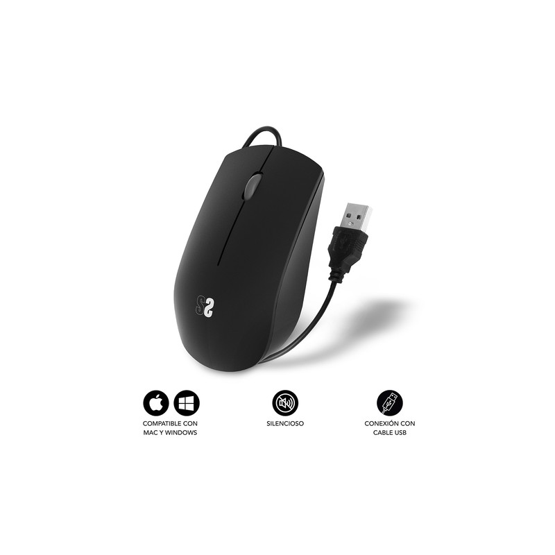 RATON SUBBLIM BUSINESS SILENCIOSO CON CABLE USB 1200 DPI
