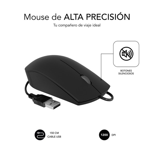 RATON SUBBLIM BUSINESS SILENCIOSO CON CABLE USB 1200 DPI