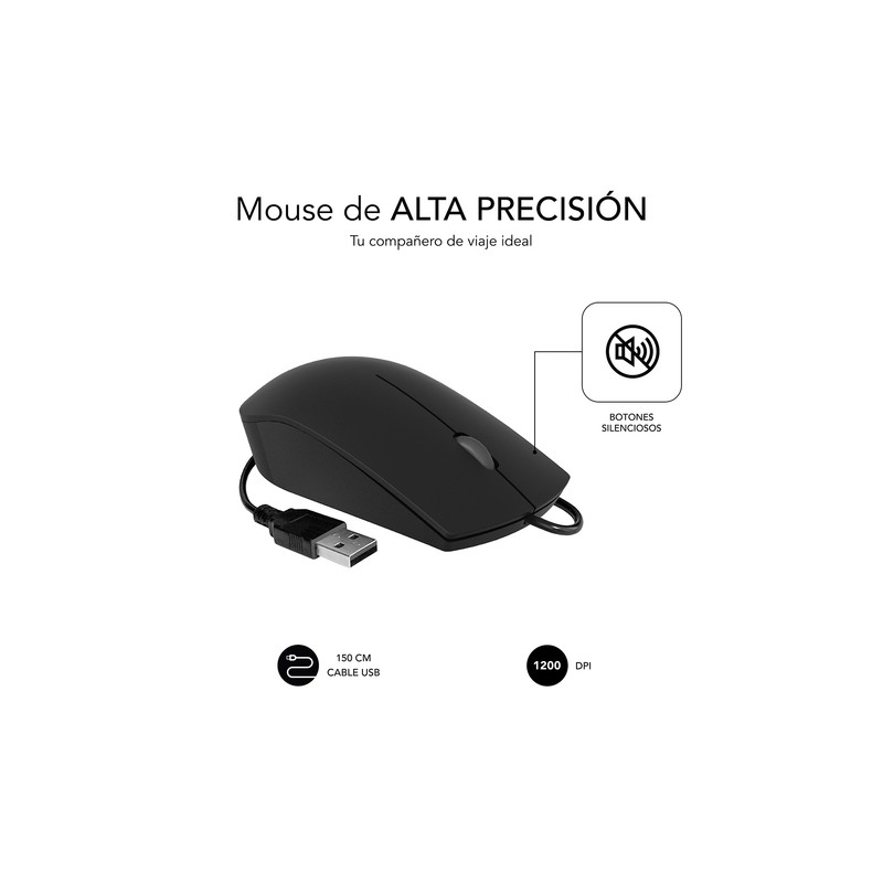 RATON SUBBLIM BUSINESS SILENCIOSO CON CABLE USB 1200 DPI