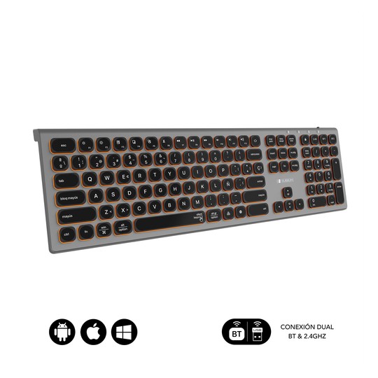 TECLADO SUBBLIM KEYBOARD BLUETOOTH MASTER ILUMINADO EXT GREY/BLACK