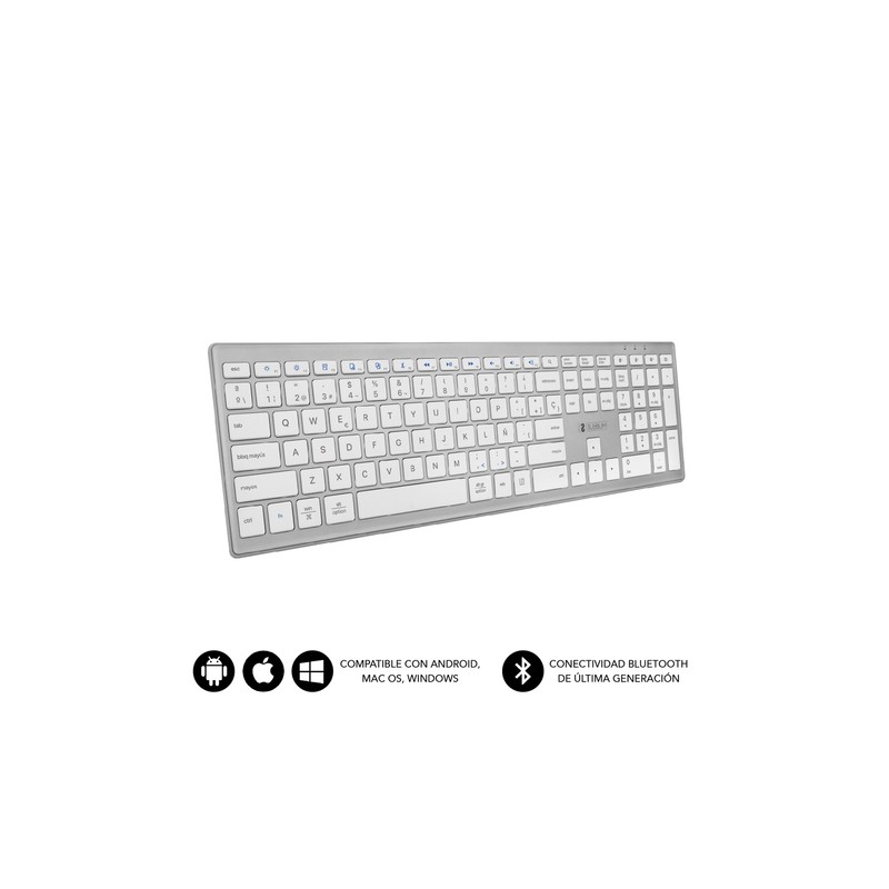 TECLADO SUBBLIM KEYBOARD BLUETOOTH PURE EXTENDED SILVER