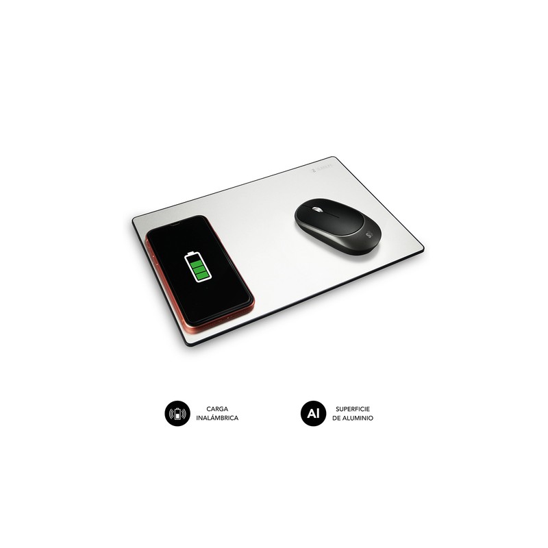 CARGADOR SUBBLIM MOUSEPAD WIRELESS CHARGER ALUMINUM SILVER 10W