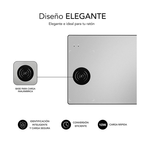 CARGADOR SUBBLIM MOUSEPAD WIRELESS CHARGER ALUMINUM SILVER 10W
