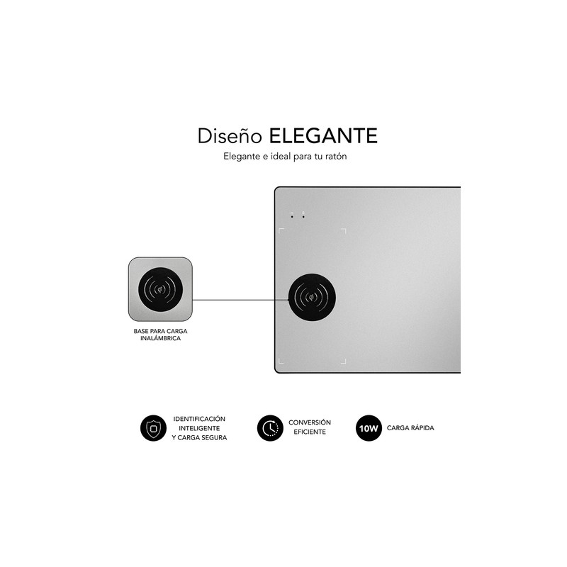 CARGADOR SUBBLIM MOUSEPAD WIRELESS CHARGER ALUMINUM SILVER 10W
