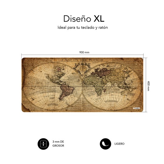 ALFOMBRILLA SUBBLIM VINTAGE WORLD XL MOUSE PAD 900X400X3