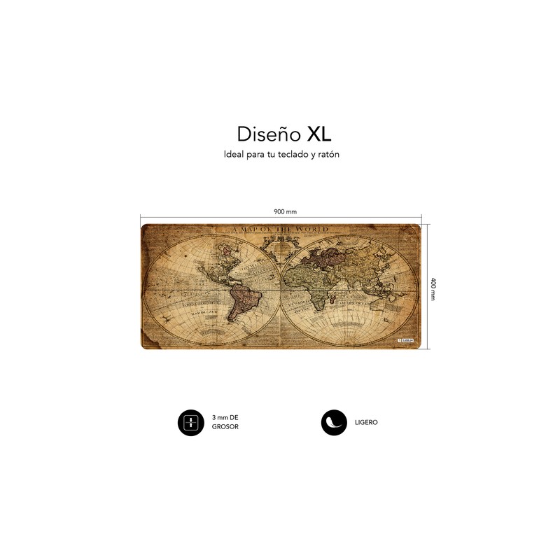 ALFOMBRILLA SUBBLIM VINTAGE WORLD XL MOUSE PAD 900X400X3