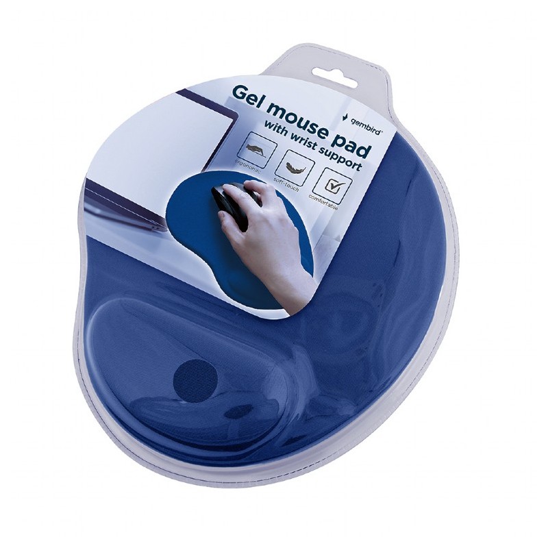 ALFOMBRILLA DE GEL GEMBIRD  PARA RATON CON SOPORTE PARA MUNECA, AZUL
