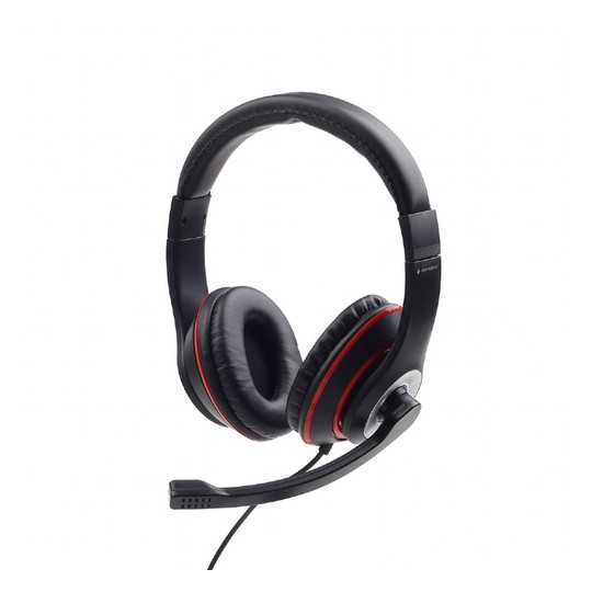 AURICULARES ESTEREO GEMBIRD COLOR NEGRO CON ARO ROJO
