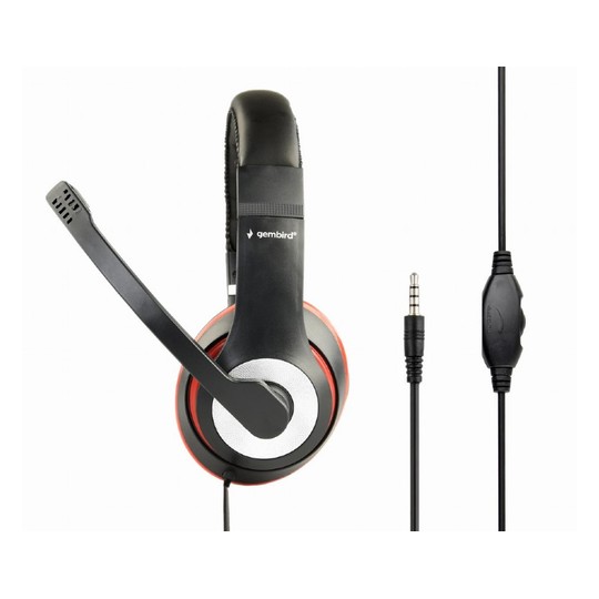 AURICULARES ESTEREO GEMBIRD COLOR NEGRO CON ARO ROJO