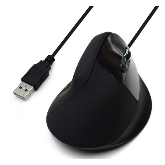 RATON EWENT OPTICO VERTICAL/ERGONOMICO USB2.0 800-1200-1800 PPP 5 BOTONES NEGRO