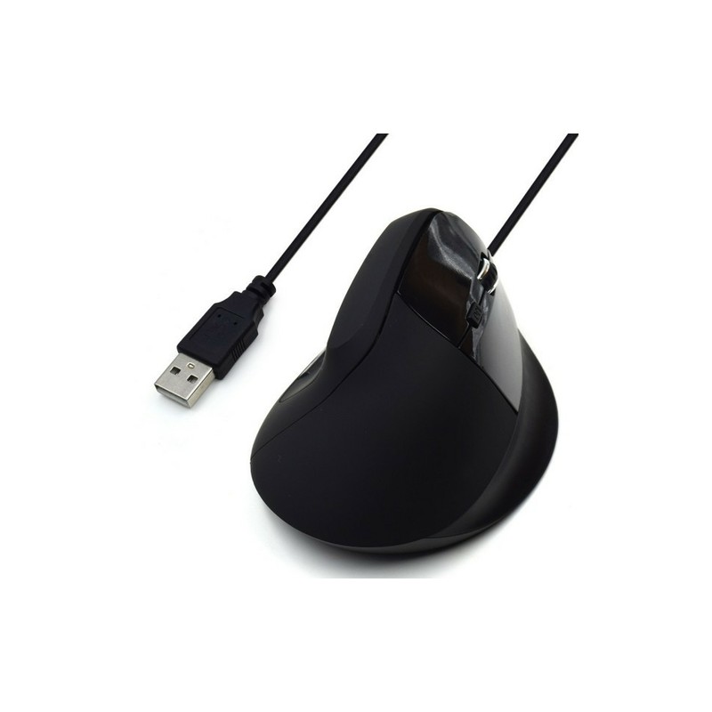 RATON EWENT OPTICO VERTICAL/ERGONOMICO USB2.0 800-1200-1800 PPP 5 BOTONES NEGRO