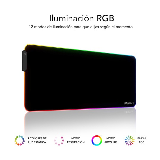 ALFOMBRILLA SUBBLIM MOUSE PAD PREMIUM LED RGB 800X300X4