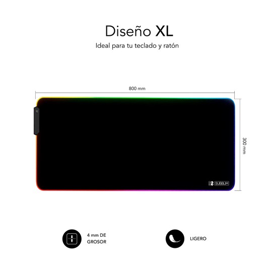 ALFOMBRILLA SUBBLIM MOUSE PAD PREMIUM LED RGB 800X300X4