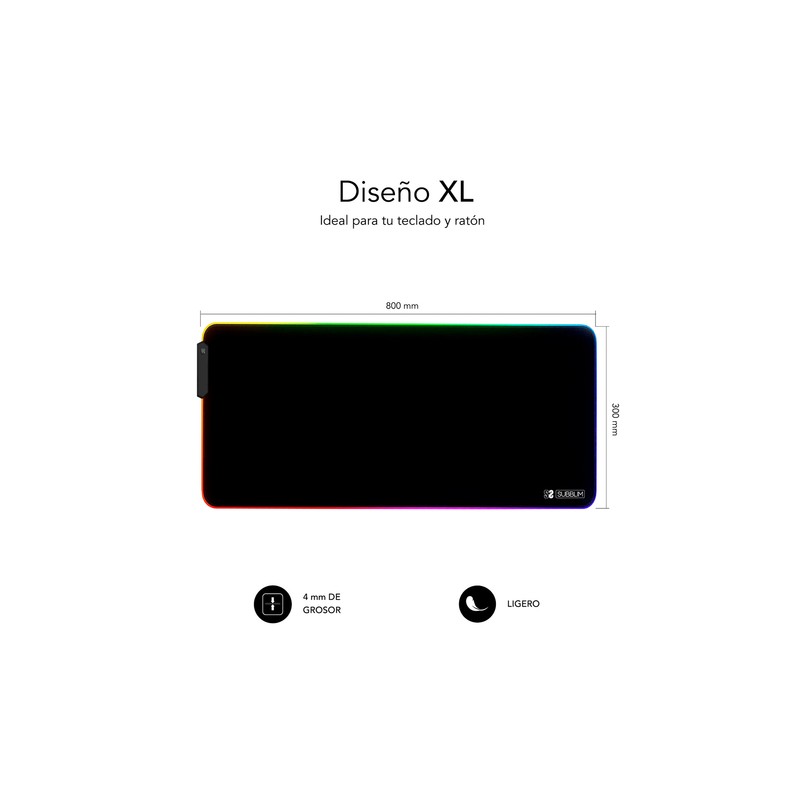 ALFOMBRILLA SUBBLIM MOUSE PAD PREMIUM LED RGB 800X300X4