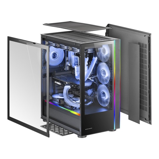 Caja E-atx Torre Gaming Mars Gaming Mc-ult Xxl Black Frontal Y Lateral De Cristal Templado Sin Fuente De Alimentacion