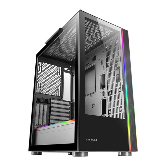Caja E-atx Torre Gaming Mars Gaming Mc-ult Xxl Black Frontal Y Lateral De Cristal Templado Sin Fuente De Alimentacion
