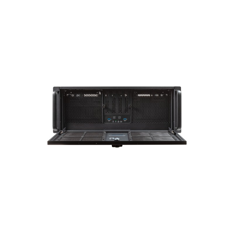 Caja Rack 19" Unykach Uk51918 4u Atx Color Plata Negro 3 Bahias 1x Usb3.0 1xusb-c F.a Atx/ Redundante Cierre Con Llave