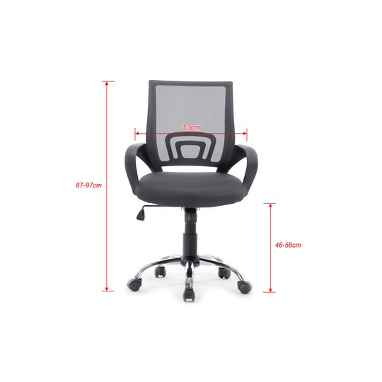 Silla De Oficina Equip De Malla Color Gris Oscuro Recubrimiento Pu De Alta Calidad Diseño Ergonomico